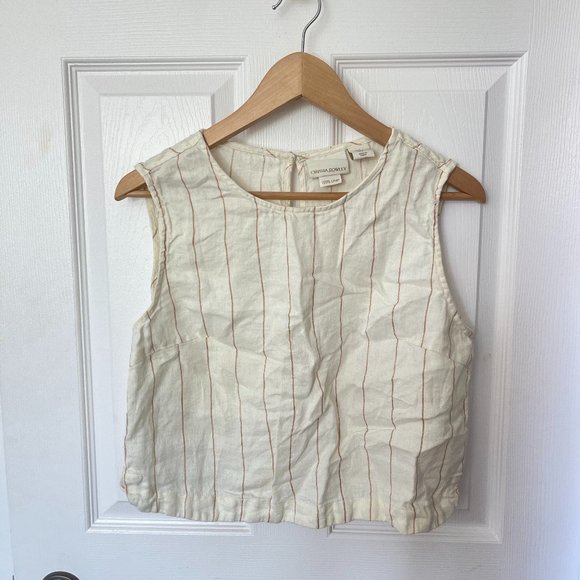 Beige and Tan Striped Crop Top - Picture 1 of 2